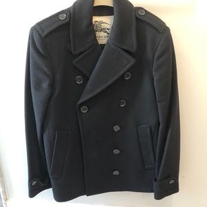 Burberry black wool pea coat